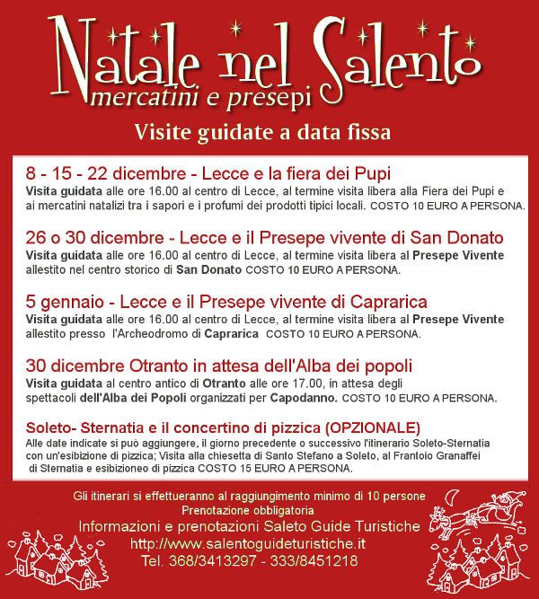 Mercatini natalizi, Presepi e visite guidate a Lecce e Otranto Mercatini natalizi, Presepi e visite guidate a Lecce e Otranto